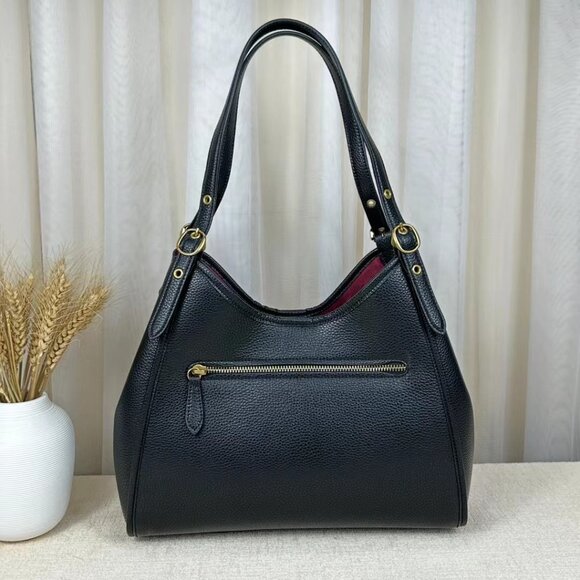 Coach Bella Medium Leather Shoulder Bag In Black - Picture 3 of 9
